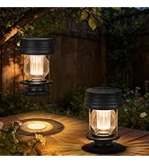 Solar Lanterns Outdoor Waterproof Hanging Lights, Upgraded Dual Solar & USB Charging, Adjustable ...