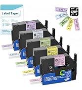 VolenGo Soft Color BZ Tapes for D210S H1100 E1000 Label Maker, 12mm 0.47 Laminated CHIP Label Tap...