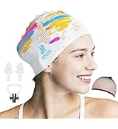 OMID Women Swim Cap for Long Hair & Thick Hair - Extra Large Silicone Design with Salon-Inspired ...
