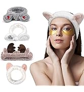 Ahoney Makeup Spa Headband Face Wash Headband for Women Girls Cute Headbands Animal Ears Shower 4...