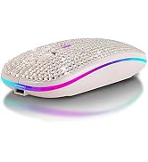 Attoe Bluetooth Mouse,Bling Dazzling 2.4GHz Rechargeable Wireless Mouse Slim Mouse with USB Recei...