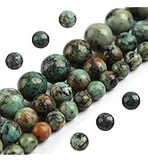 Filluck Natural Stone Beads 8mm African Turquoise Polished Round Smooth Gemstone Beads for Jewelr...