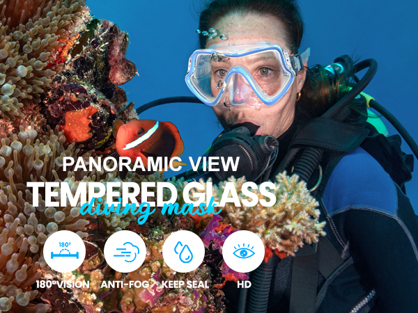 HD Snorkeling Tempered Glasses Scuba Diving Mask for Adult Men and Women