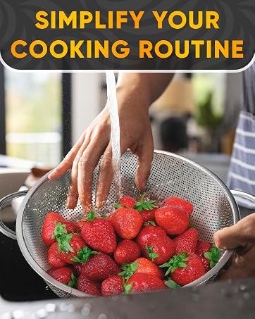 stainless steel colander with handle vegetable strainer noodle strainer large colander for kitchen