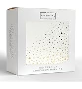 Stylish White and Gold Star Napkins - 6.5 x 6.5 Inch Gold Napkins - Disposable 3-Ply White and Go...