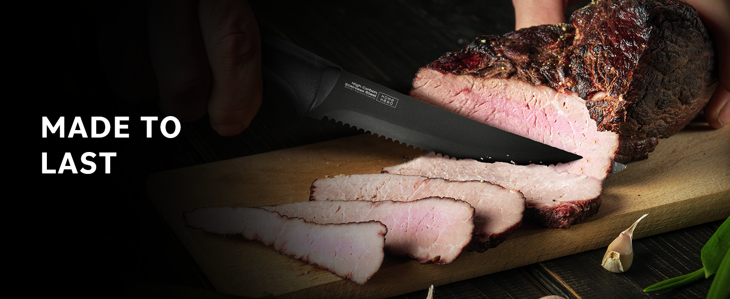 Premium quality stainless steel, durable with non-stick coating steak knives.