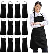 Syntus 12 Pack Bib Apron Adjustable Waterdrop Resistant with 2 Pockets Cooking Kitchen Apron for ...