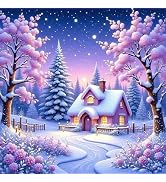 Tontut Adult Diamond Painting Kit Dreamy Snow House 5D DIY Special-Shaped Diamond Art Bead Painti...