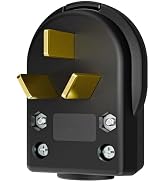 Nema 10-50P Plug 50 Amp 125/250 Volt Angle Plug, 3 Pole 3 Wire Grounding Straight Blade Plug for ...