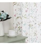 Chyhomenyc Roman Linen Blend Curtains 63 Inch Length 2 Panels Set, Light Filtering Floral Curtain...