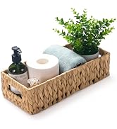 Wicker Toilet Tank Basket, Toilet Paper Basket for Back of Toilet Tank Top, Woven Water Hyacinth ...