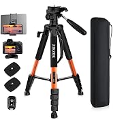 75inch Camera Tripod for ipad iPhone, Heavy Duty Aluminum Tripod with 360° Panoramic Ball Head,Co...