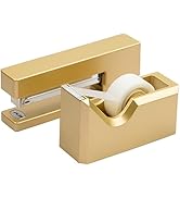JAM PAPER Office & Desk Sets - 1 Stapler & 1 Tape Dispenser - Gold - 2/Pack