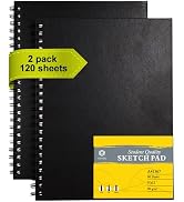CONDA 9"x12" Sketch Book Set, 2 Pack, 120 Sheets, Spiral Bound Marker Pad, Durable Acid Free Sket...
