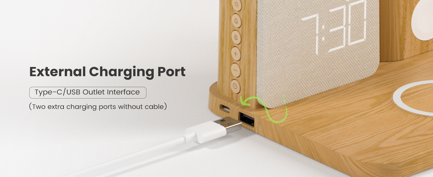 apple charging station with clock