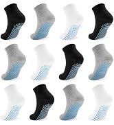 SkiBeaut 12 Pairs Toddlers Boys Grips Socks Girls Kid Low Cut Gripper Non Slip Skid Sticky Socks ...