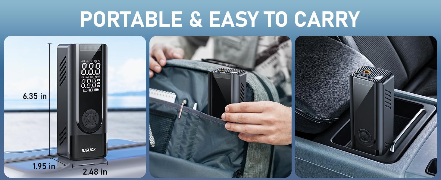 Portable Tire Inflator Air Compressor Cordless Air Pump compact size