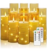Nimiko Flickering Flameless LED Candles,Battery Operated Candles 9 Pcs with Embedded Star String,...