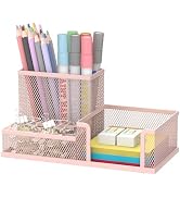 SUPEASY Mesh Pen Holder Desk Organizer, Office Supplies Pencil Storage with 3 Compartments, Offic...