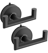 DGYB Double Black Towel Hooks for Bathrooms Set of 2 Heavy Duty Suction Cup Hooks for Shower Stai...