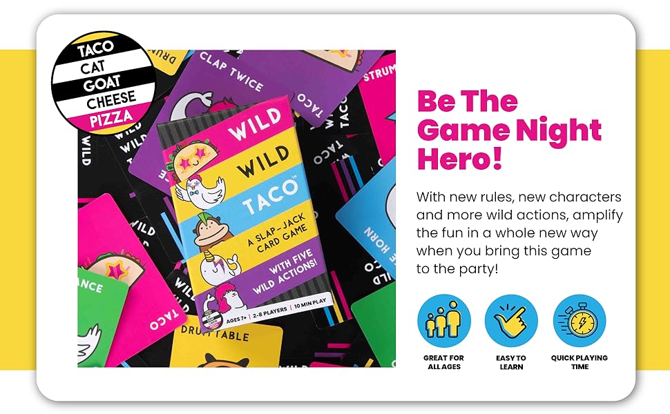 wild wild taco, family fun, fast, card game for kids