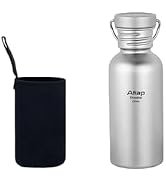 ATiAP Titanium Water Bottle Sport Bottle Ultralight Leakproof for Outdoor Camping Hiking (430ml)