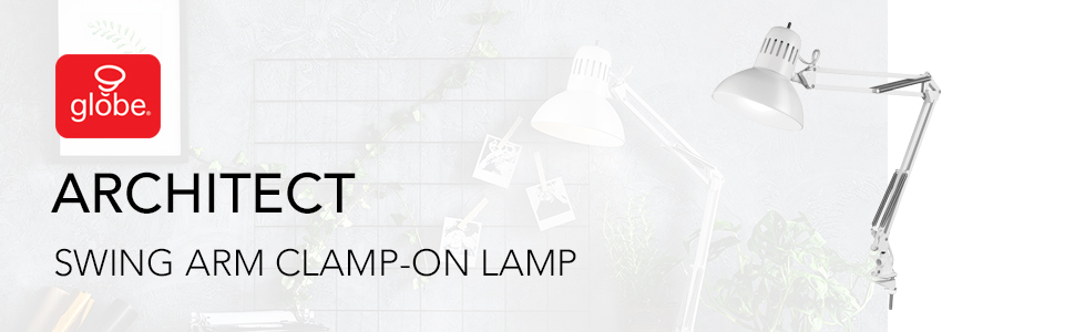 Architect Matte White Swing Arm Clamp-On Desk Lamp
