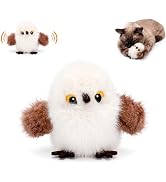 Flapping Bird Cat Toy, White Sparrow Plush Touch Activated Bird Chirp Cat Toy with Refillable Cat...