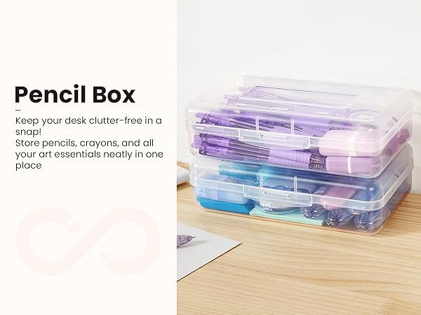 6 pack pencil box clear plastic