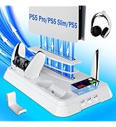 PS5/Slim/Pro Cooling Station for PlayStation 5 Console,PS5 Cooler Fan with Dual PS5 Controller Ch...