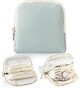 NGVRC Genuine Leather Travel Jewelry Organizer Case Pouch Bags with Zipper, Small Mini Portable J...