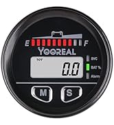 Yooreal 12V to 48V Battery Fuel Gauge Meter,Maintenance Hours,Backlight for Lead Acid/GEL/LiFePO4...
