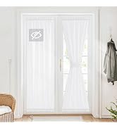 RYB HOME Sheer French Door Curtains for Door Window, Privacy Non-See-Through Light Filtering Rod ...