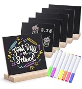 NVAAV Double-Sided Small Chalkboard Signs (6 x 5 Inch) - Set of 6 with Stand & 7 Liquid Chalk Mar...