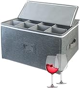 Wine Glass Storage Cases, Stemware Storage Chest Boxes with Dividers, Glassware Storage Container...