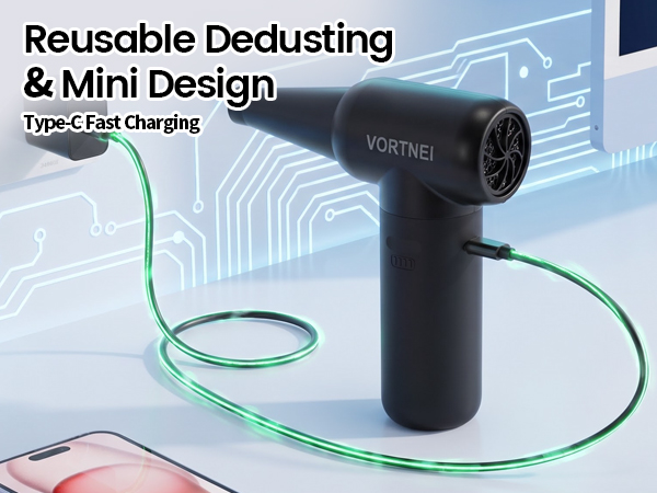 Portable Electric Air Blower with Mini Design, Reusable Dust Remover, Type-C Quick Charge