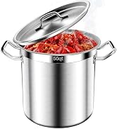 Large Stock Pot-40QT Stainless Steel Stockpot with Lid, Heavy Duty Tri-Ply Bottom Commercial Grad...