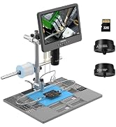 LM249MS Plus 3 Lens 10.1" HDMI Digital Microscope for Adults 2000X, Soldering Microscope Station ...