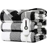 LaffyLo Electric Heated Blanket Throw Size - 50"x60", Soft Flannel Heating Blanket, 4 Heating Lev...