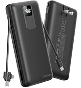charmast Portable Charger with Built-in Wall Plug and Cables, 20000mAh Power Bank Travel Essentia...