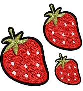U-Sky Sew or Iron on Patches, 3pcs Strawberry Embroidery Iron Patches for Clothing, Cute Patches ...