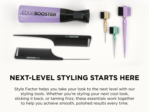 EDGE BOOSTER styling tools combs brushes clips spray bottles for sleek frizz free polished hair
