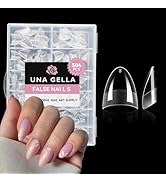 UNA GELLA Short Almond Gel Nail Tips: 504PCS Acylic Nail Tips Almond Shape Extra Short Pre Etched...