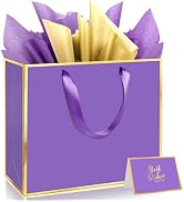 Epoesch 3 Pack Purple Medium Gift Bags with Handles and 9 Tissue Papers | 11.8x10x4 Inches for Me...