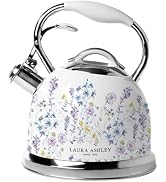 Laura Ashley Wild Meadow Whistling Tea Kettle Stovetop, Tea Pot for Stove | Stainless Steel Water...