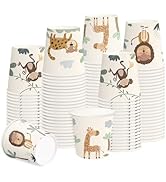 RUSPEPA 5oz Disposable Paper Cups, Bathroom Cups Small Mouthwash, 100 Pack Set Lovely Animals Des...