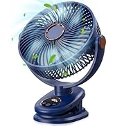 iNeibo 10000mah Auto-Rotating Oscillating Clip on Fan,8 Inch Portable Rechargeable Battery Operat...