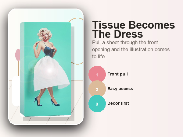 Lady Skirt Tissue Box Cover, Decorative ABS Rectangle Tissue Holder for Facial Tissues