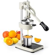 TONGCHANT Extra Tall Cast Iron Juicer Hand Press with Flat Base and Stainless Steel Cup for Lemon...