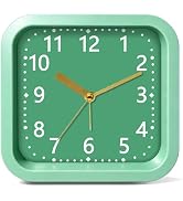Noubnea Simple Analog Loud Alarm Clock for Heavy Sleepers, 4.5" Square Plastic Silent Battery Ope...